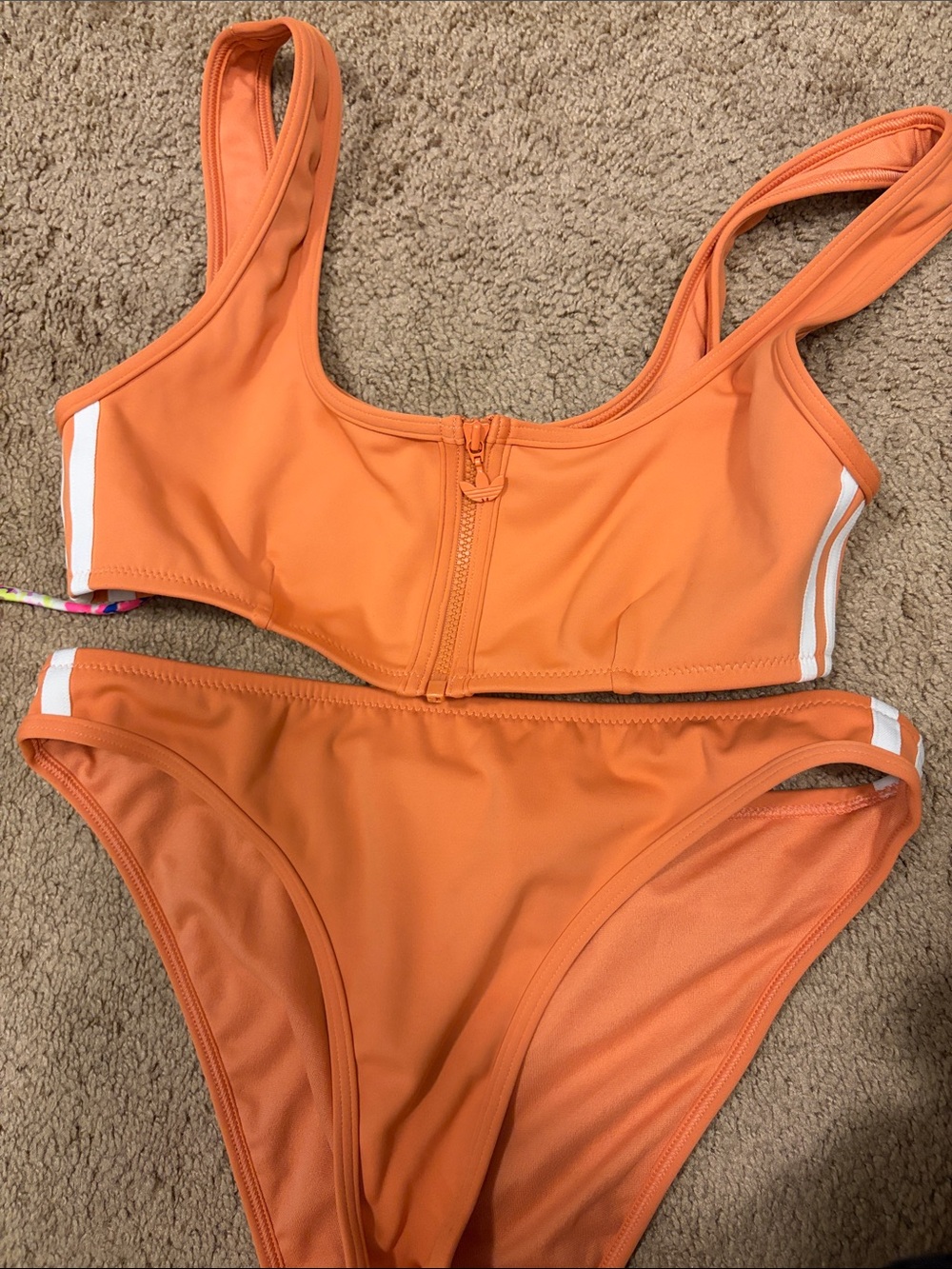 Adidas Orange Front-Zip Bikini Set - Women Swim